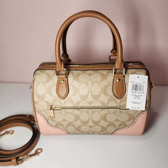 NWT Coach CH168 Rowan Satchel In Signature Canvas Trompe L'oeil Print Khaki - Picture 3 of 7